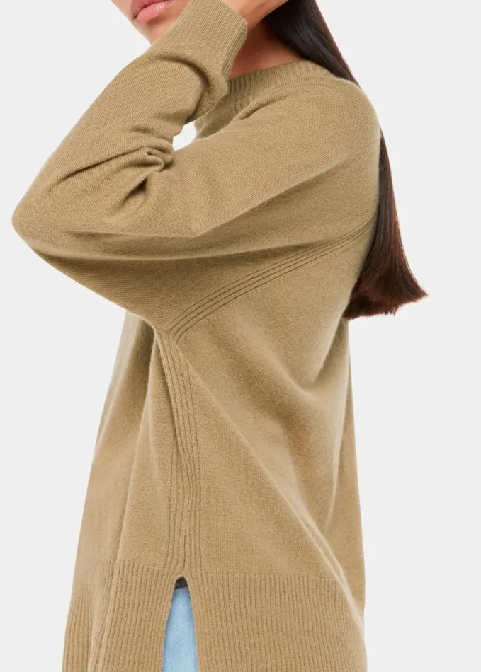Whistles Ultimate Cashmere Crew Neck Camel Women Sweaters and Cashmere