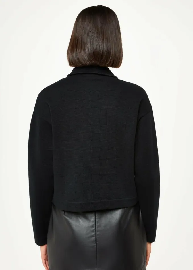 Whistles Utility Jersey Jacket Black Women Coats and Jackets