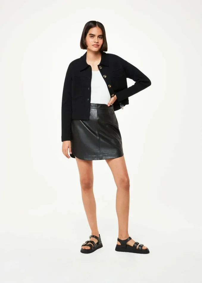 Whistles Utility Jersey Jacket Black Women Coats and Jackets