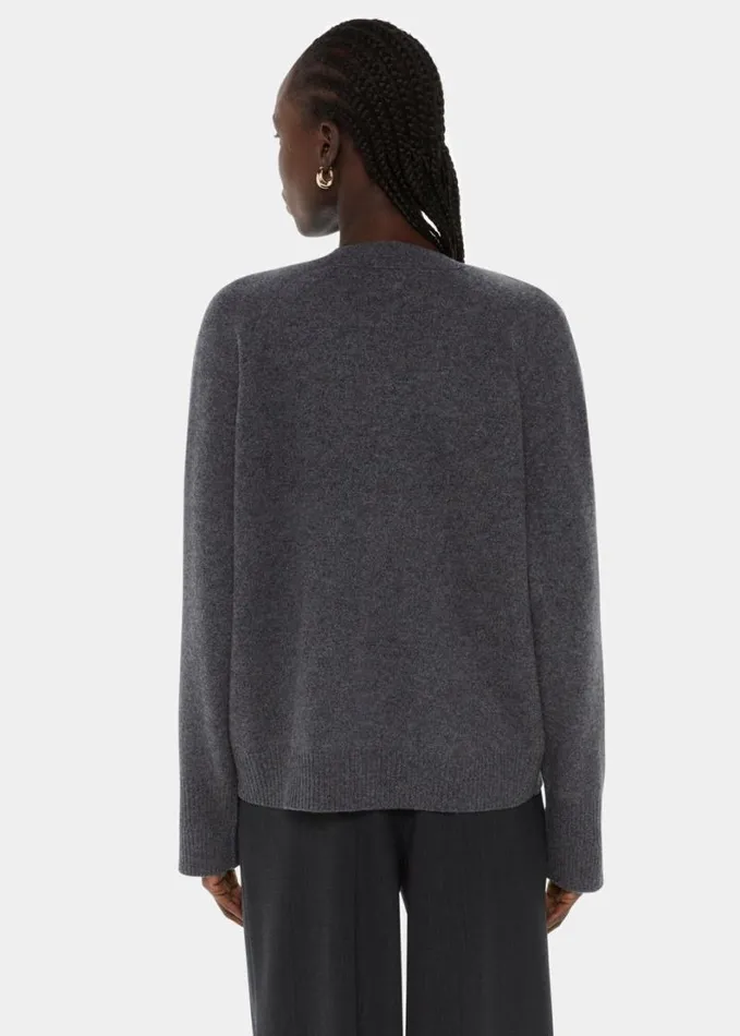 Whistles Wool Relaxed Pocket Cardigan Dark Grey Women Sweaters and Cashmere