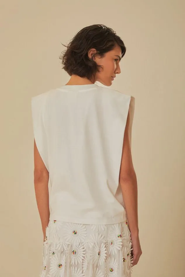 White Beaded Fruits Organic Cotton TShirt Women FARM Rio Tshirts