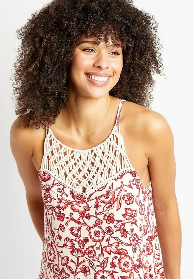 White Floral Macrame Tank Top Women Maurices Tops