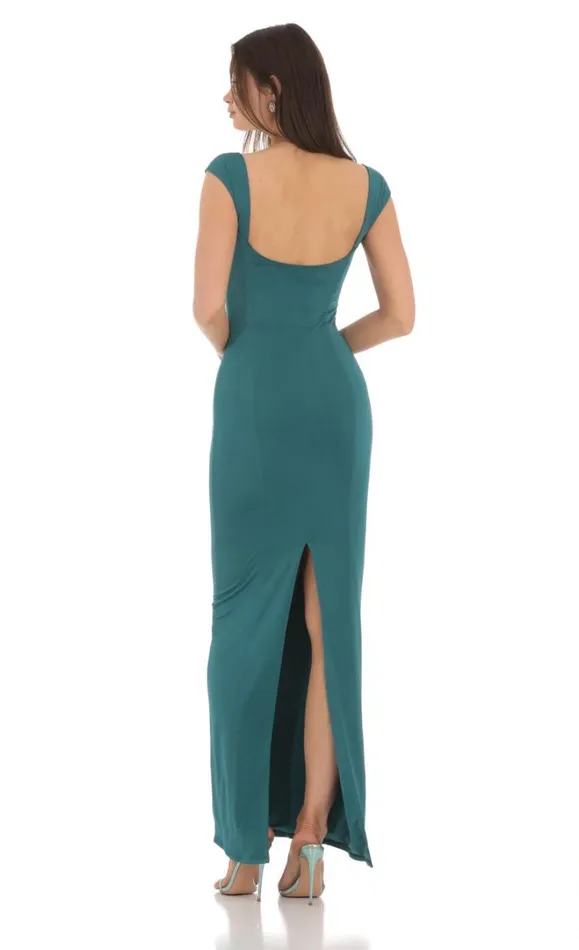 Wide Strap Bodycon Maxi Dress Teal Women LUCY IN THE SKY Maxi Dresses Wide Strap Bodycon Maxi Dress Teal Women LUCY IN THE SKY Maxi Dresses