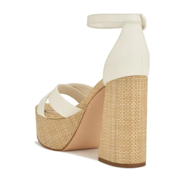 Willie Platform Sandals White Raffia Women Nine West Sandals Willie Platform Sandals White Raffia Women Nine West Sandals