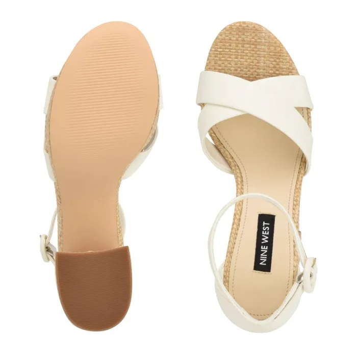 Willie Platform Sandals White Raffia Women Nine West Sandals Willie Platform Sandals White Raffia Women Nine West Sandals