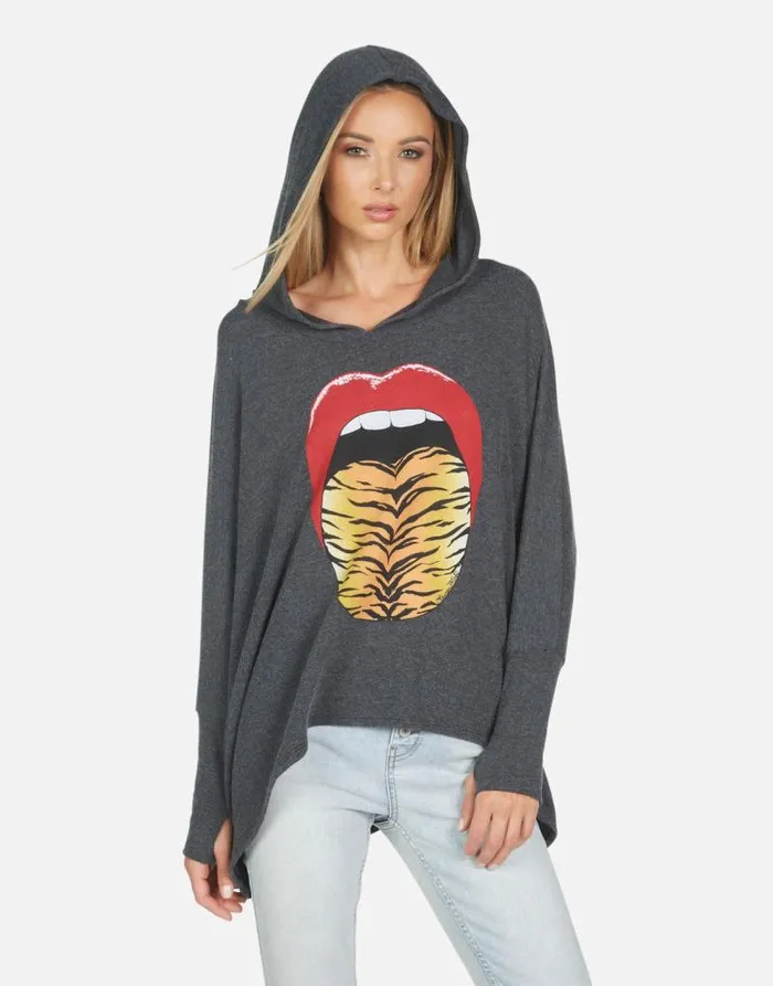Wilma Tiger Tongue Heather Black Women Lauren Moshi Hoodies