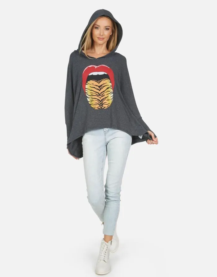 Wilma Tiger Tongue Heather Black Women Lauren Moshi Hoodies