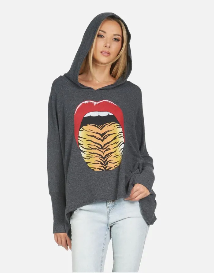 Wilma Tiger Tongue Heather Black Women Lauren Moshi Hoodies