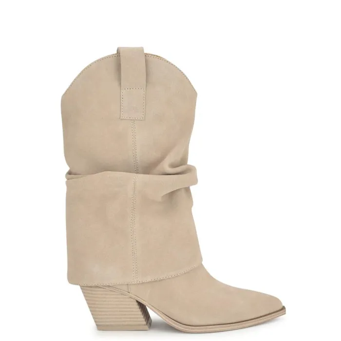 Wilton Western Boots Light Grey Suede Women Nine West Boots and Booties
