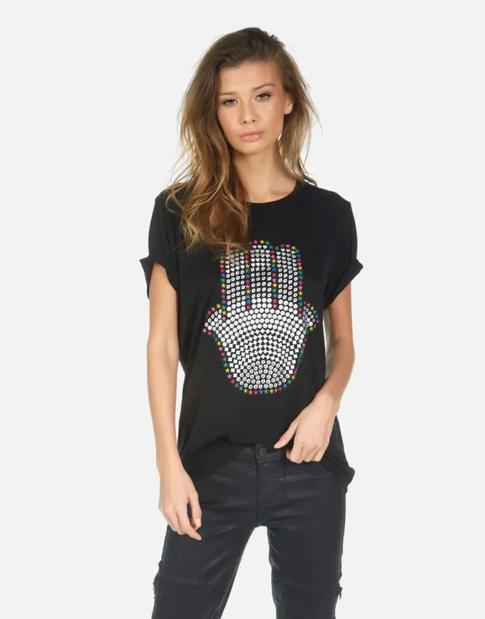 Wolf Hamsa Elements Black Women Lauren Moshi Short Sleeve