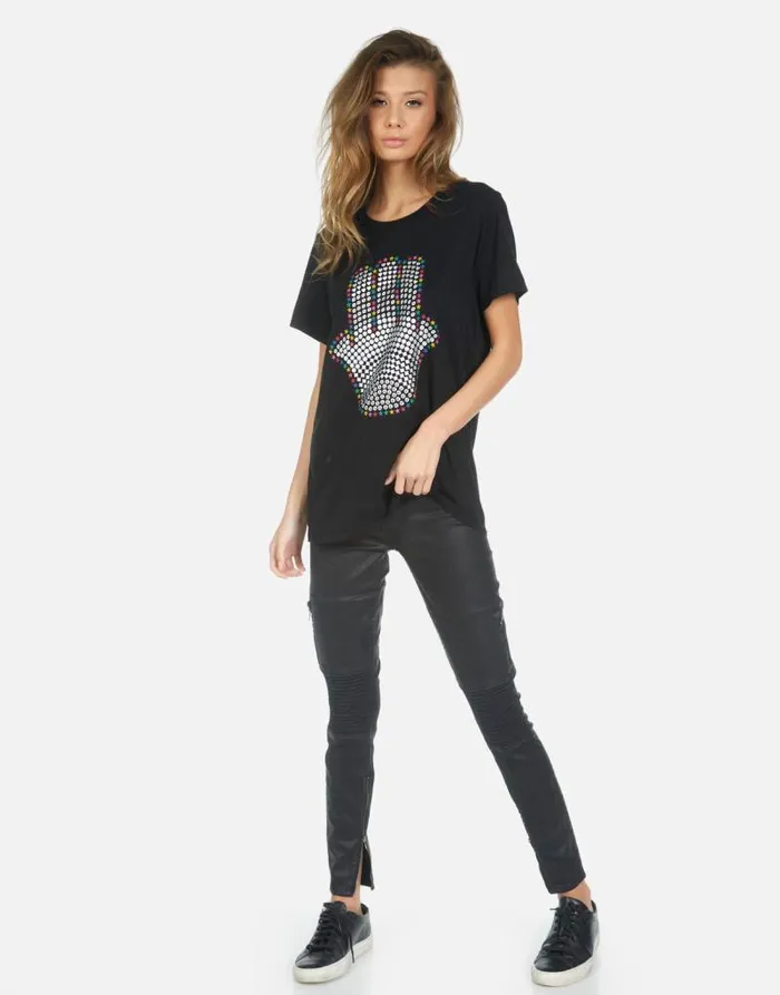 Wolf Hamsa Elements Black Women Lauren Moshi Short Sleeve