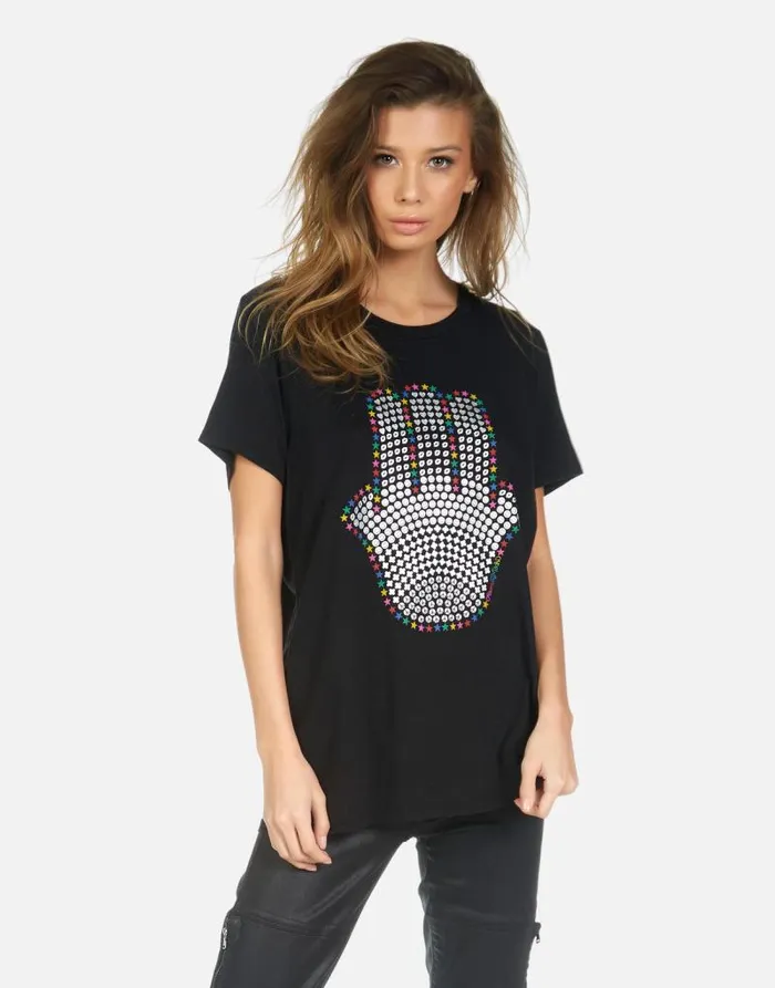 Wolf Hamsa Elements Black Women Lauren Moshi Short Sleeve