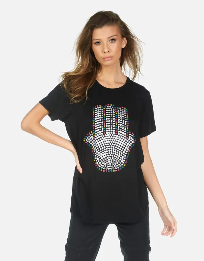 Wolf Hamsa Elements Black Women Lauren Moshi Short Sleeve