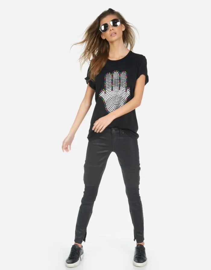 Wolf Hamsa Elements Black Women Lauren Moshi Short Sleeve