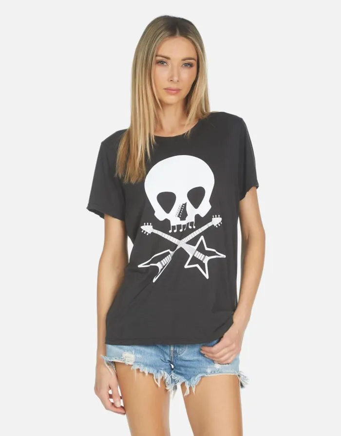 Wolf Music Skull Onyx Women Lauren Moshi Short Sleeve