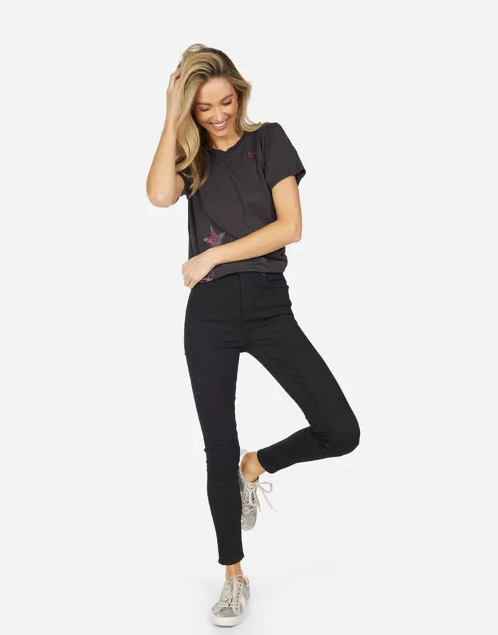 Wolf X Crystal Elements Onyx Women Lauren Moshi Short Sleeve