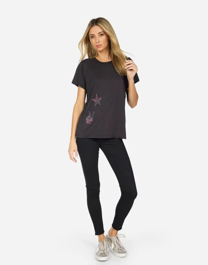 Wolf X Crystal Elements Onyx Women Lauren Moshi Short Sleeve