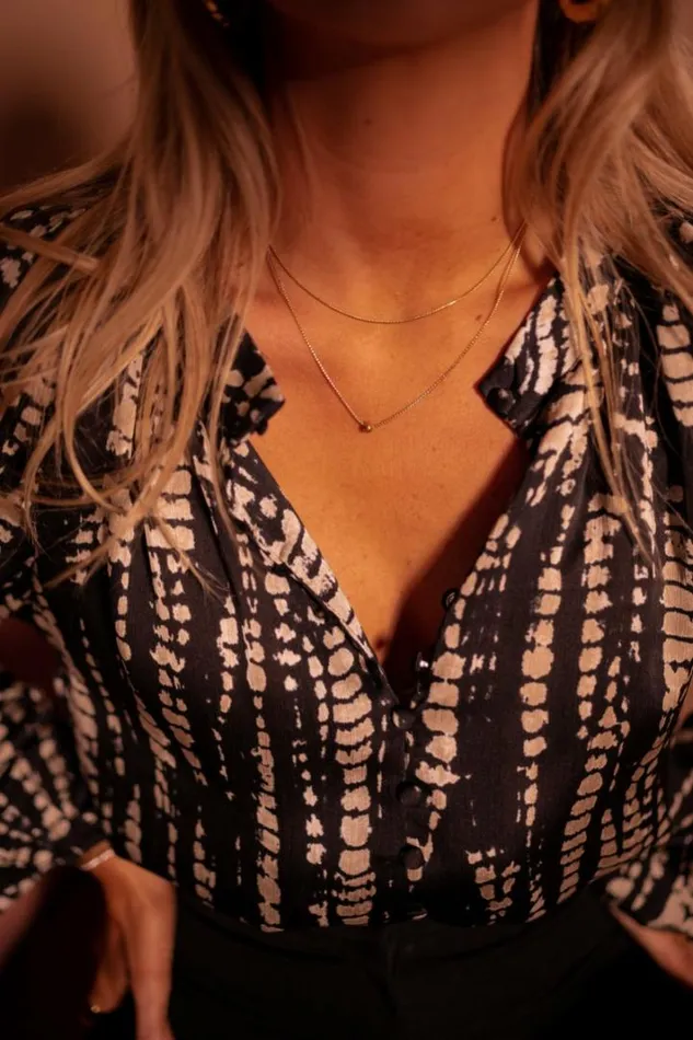 Women039s Clothing Blouses Easy Clothes Black And Taupe Spotted Thiam Blouse