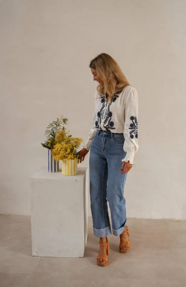 Women039s Clothing Blouses Easy Clothes Ecru And Blue Embroidered Salome Blouse Women039s Clothing Blouses Easy Clothes Ecru And Blue Embroidered Salome Blouse