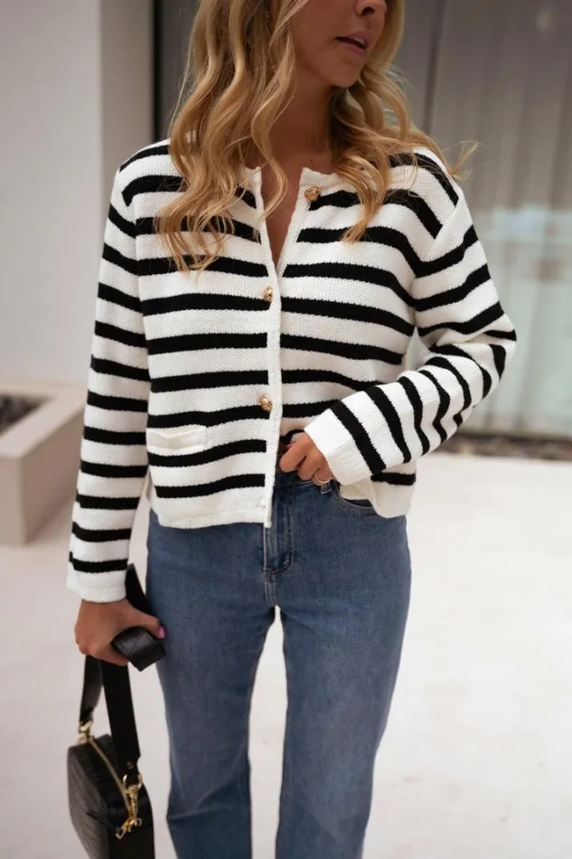 Women039s Clothing Cardigans Easy Clothes Striped Jeanne Cardigan