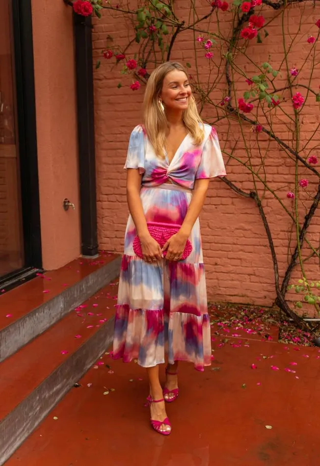 Women039s Clothing Dresses Easy Clothes Blue And Pink Patterned Franka Dress