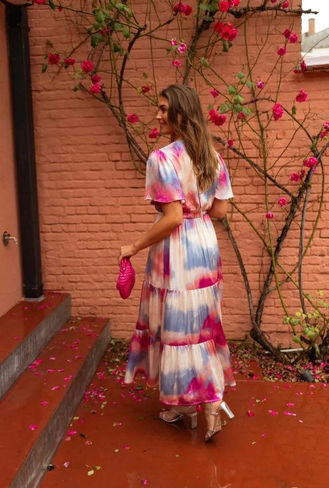 Women039s Clothing Dresses Easy Clothes Blue And Pink Patterned Franka Dress