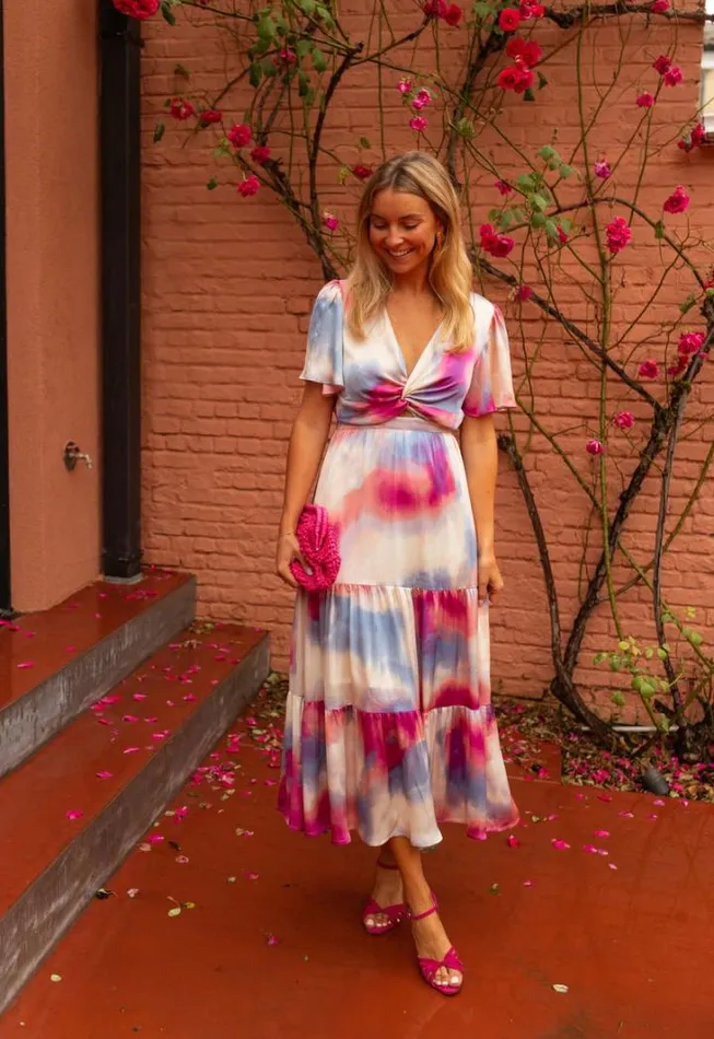 Women039s Clothing Dresses Easy Clothes Blue And Pink Patterned Franka Dress