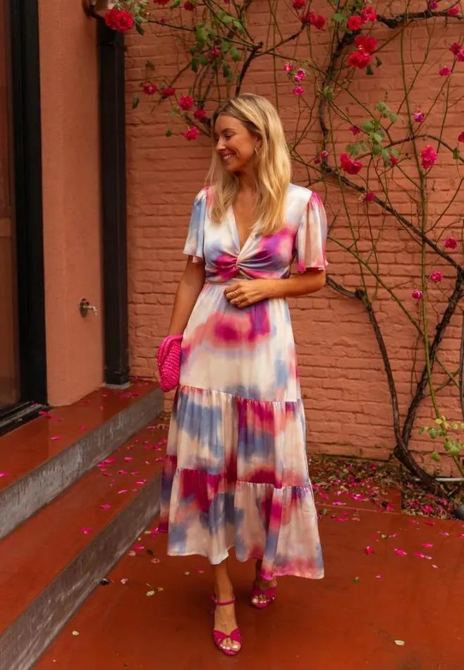 Women039s Clothing Dresses Easy Clothes Blue And Pink Patterned Franka Dress