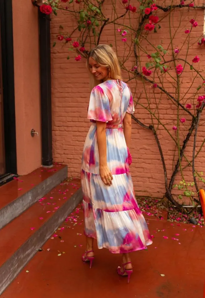 Women039s Clothing Dresses Easy Clothes Blue And Pink Patterned Franka Dress