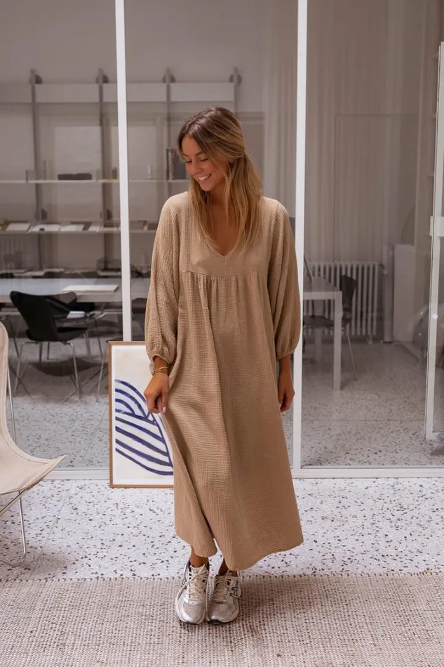 Women039s Clothing Dresses Easy Clothes Camel Nolan CottonGauze Dress Camel