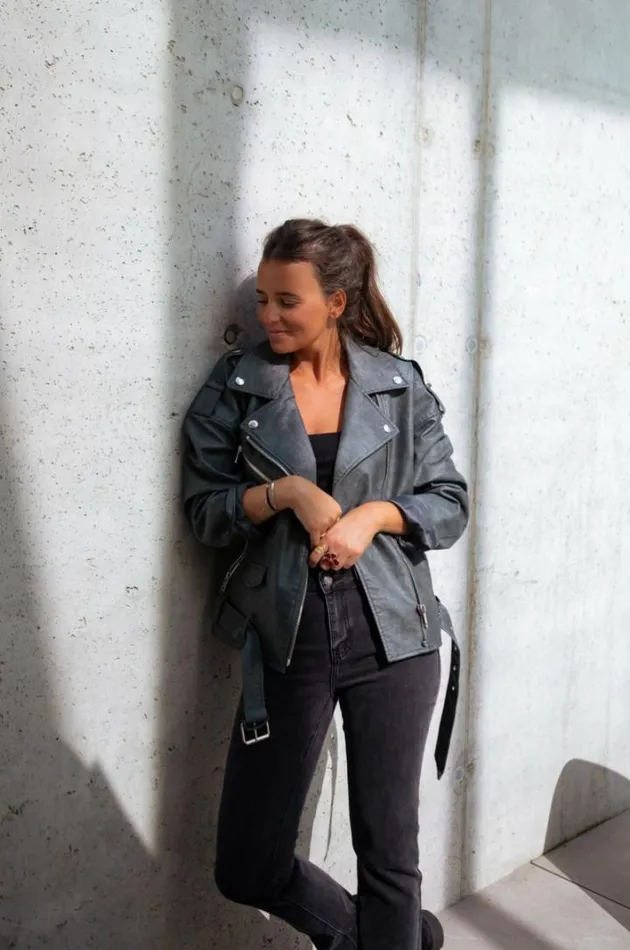 Women039s Clothing Jackets Easy Clothes Grey Romu Biker Jacket