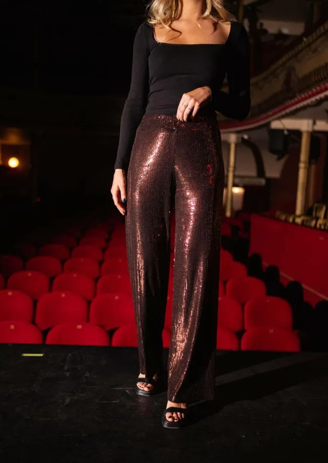 Women039s Clothing Pants and Jeans Easy Clothes Chocolate Sequin Otta Pants Chocolate
