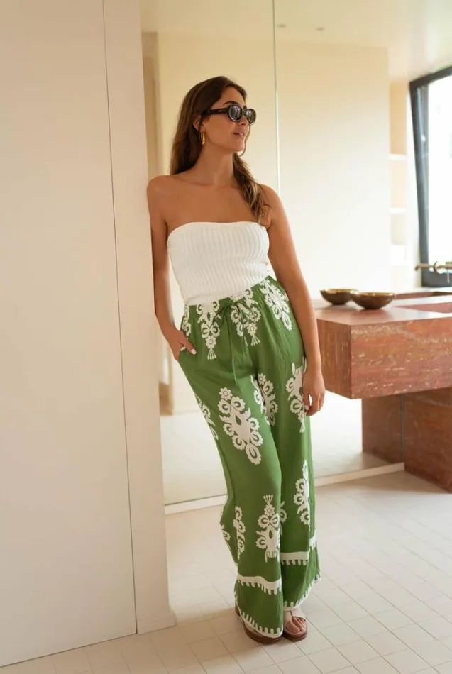 Women039s Clothing Pants and Jeans Easy Clothes Green Patterned Alena Pants Women039s Clothing Pants and Jeans Easy Clothes Green Patterned Alena Pants
