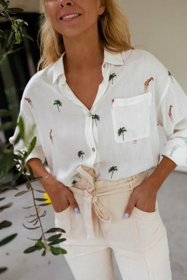 Women039s Clothing Shirts Easy Clothes Ecru Palmy Shirt Women039s Clothing Shirts Easy Clothes Ecru Palmy Shirt