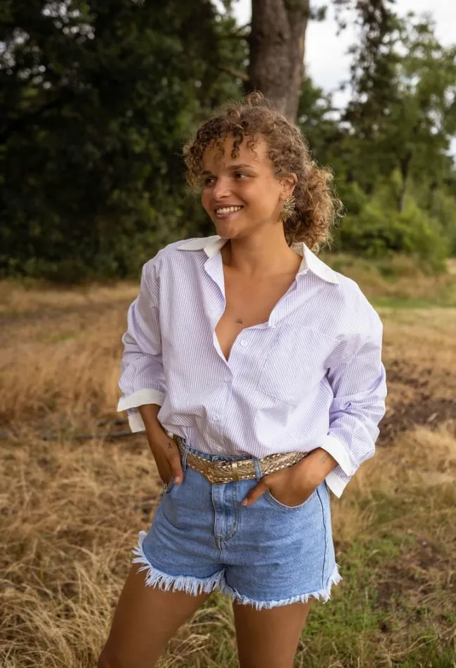 Women039s Clothing Shirts Easy Clothes Lilac And Ecru Berloz Shirt
