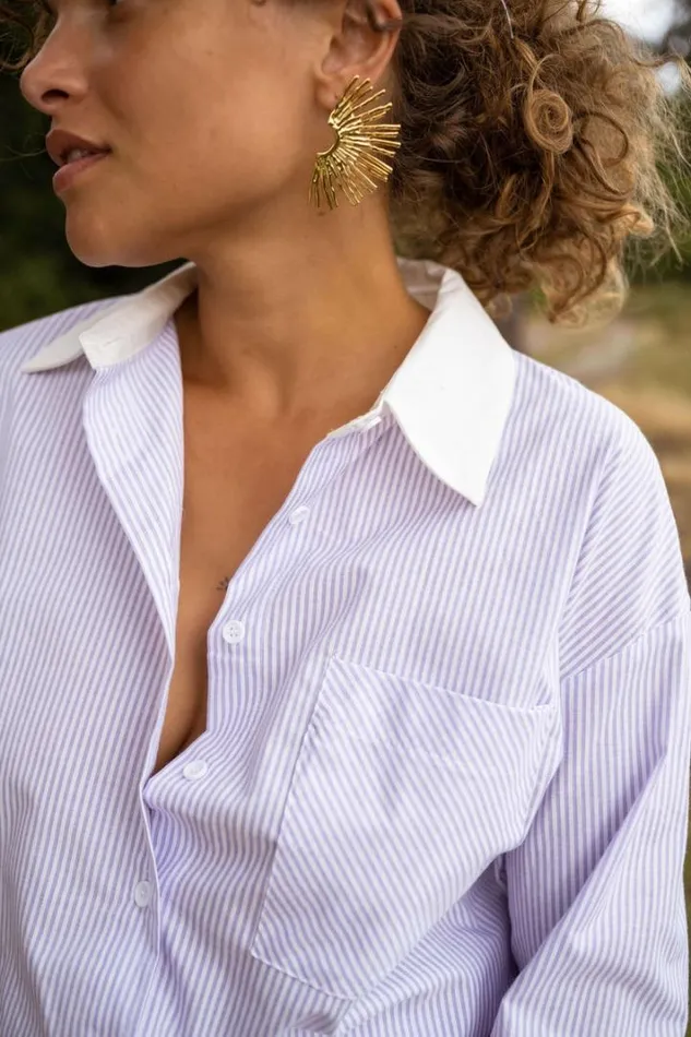 Women039s Clothing Shirts Easy Clothes Lilac And Ecru Berloz Shirt