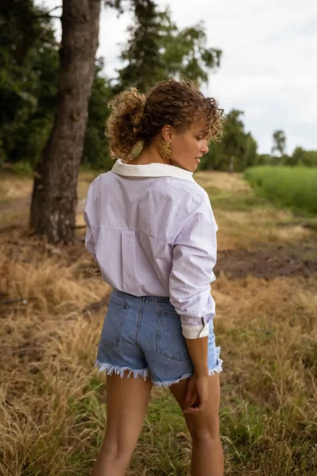 Women039s Clothing Shirts Easy Clothes Lilac And Ecru Berloz Shirt