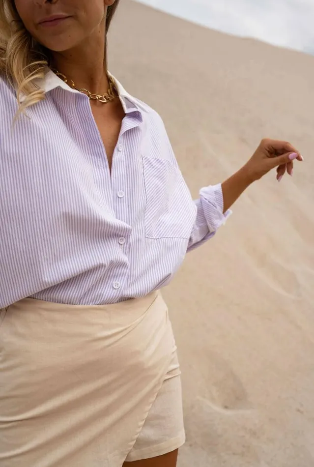 Women039s Clothing Shirts Easy Clothes Lilac And Ecru Berloz Shirt