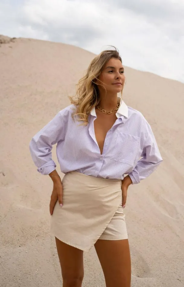 Women039s Clothing Shirts Easy Clothes Lilac And Ecru Berloz Shirt