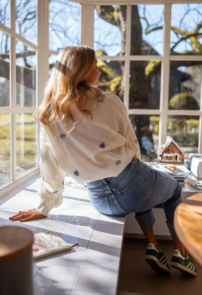 Women039s Clothing Shirts Easy Clothes Pale Yellow And Blue Patterned Orleana Shirt Women039s Clothing Shirts Easy Clothes Pale Yellow And Blue Patterned Orleana Shirt