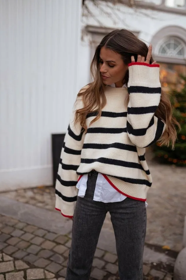 Women039s Clothing Sweaters Easy Clothes Ariba Sweater With Lines Women039s Clothing Sweaters Easy Clothes Ariba Sweater With Lines