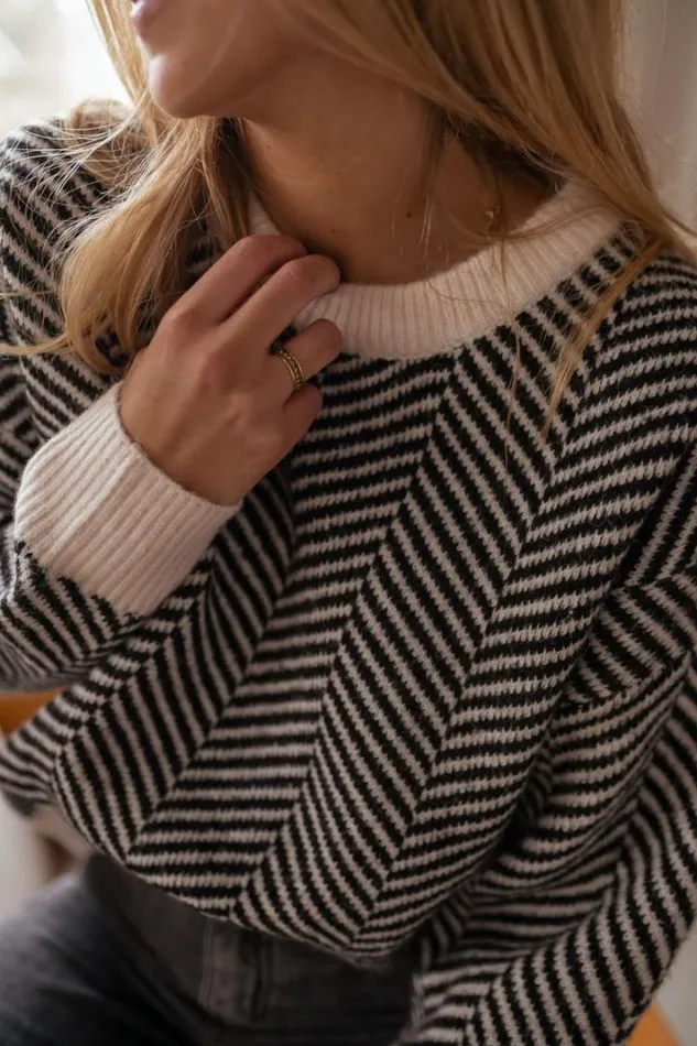Women039s Clothing Sweaters Easy Clothes Black and Ecru Barry Sweater Women039s Clothing Sweaters Easy Clothes Black and Ecru Barry Sweater