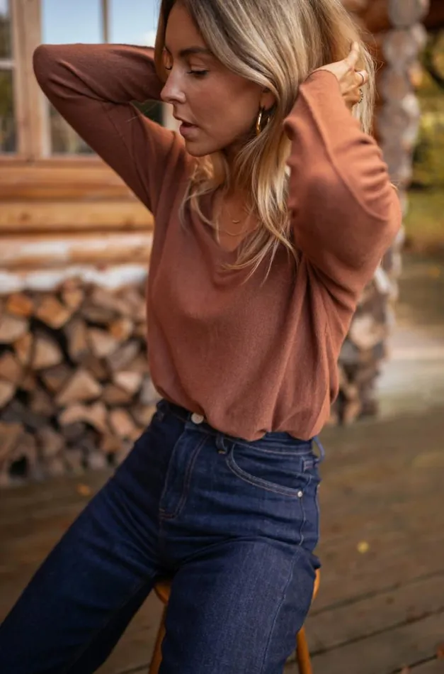Women039s Clothing Sweaters Easy Clothes Chocolate Bouma Thin Sweater Chocolate
