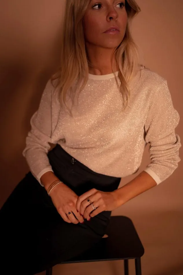 Women039s Clothing Sweaters Easy Clothes Golden Glittery Nohe Sweater Golden