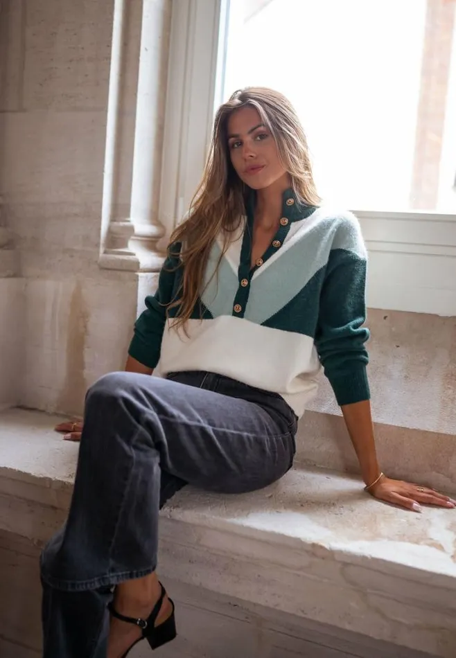 Women039s Clothing Sweaters Easy Clothes Green And Ecru Neve Sweater Green and Ecru Women039s Clothing Sweaters Easy Clothes Green And Ecru Neve Sweater Green and Ecru