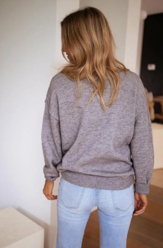 Women039s Clothing Sweaters Easy Clothes Grey Tao Sweater With Orange Heart