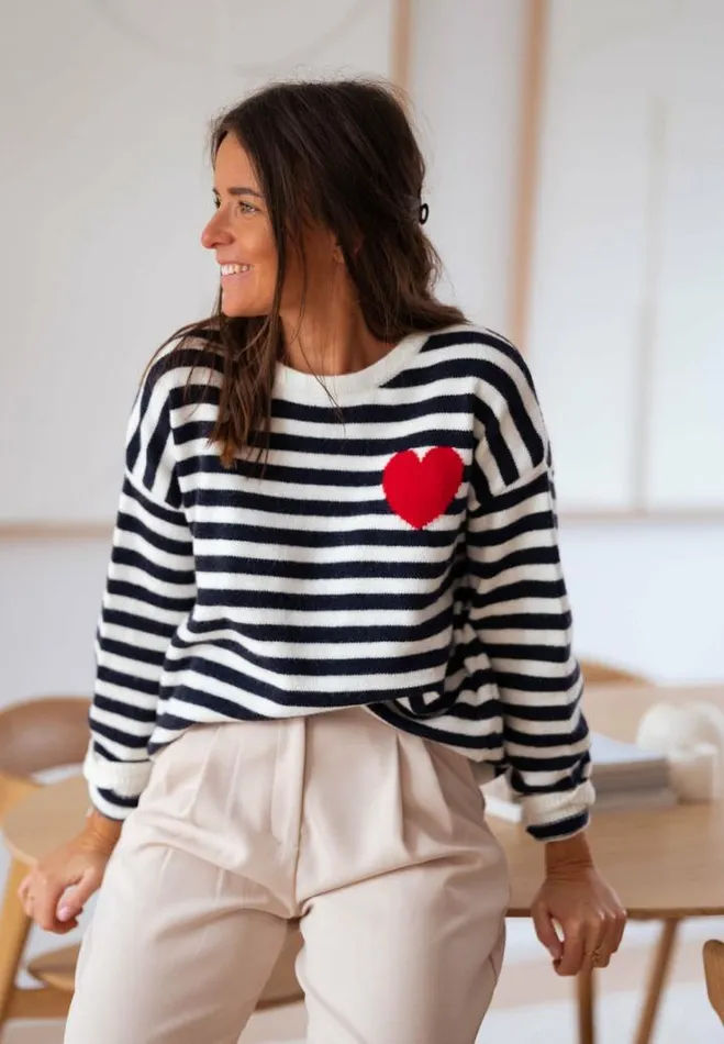Women039s Clothing Sweaters Easy Clothes Maryline Sweater With Lines Women039s Clothing Sweaters Easy Clothes Maryline Sweater With Lines