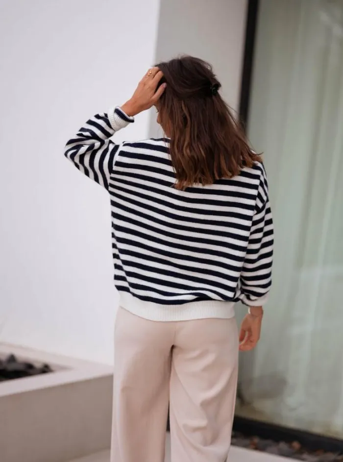 Women039s Clothing Sweaters Easy Clothes Maryline Sweater With Lines Women039s Clothing Sweaters Easy Clothes Maryline Sweater With Lines
