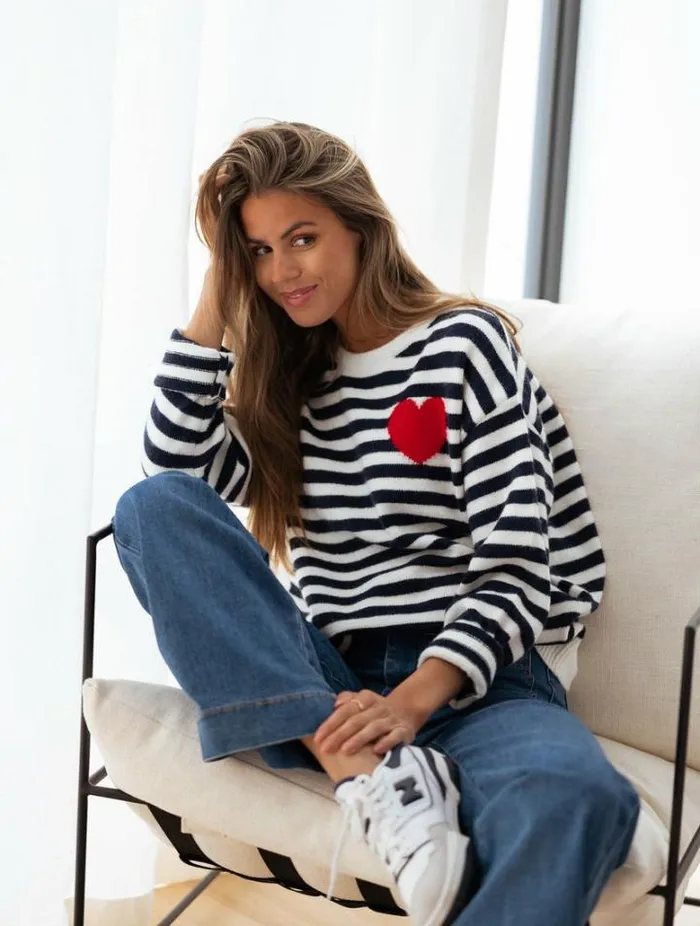 Women039s Clothing Sweaters Easy Clothes Maryline Sweater With Lines Women039s Clothing Sweaters Easy Clothes Maryline Sweater With Lines