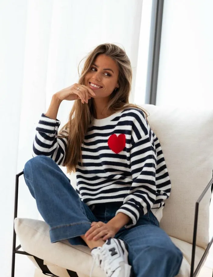 Women039s Clothing Sweaters Easy Clothes Maryline Sweater With Lines Women039s Clothing Sweaters Easy Clothes Maryline Sweater With Lines